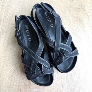 Silent‎ D Strappy Black Platform Sandals Size 36 Comfort Sole NWOB Minimalist